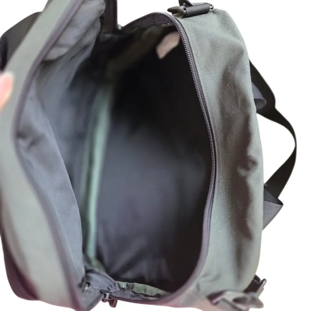 Vtg Eddie Bauer Crossbody Laptop Messenger Bag Forest Green Nylon Heavy Duty